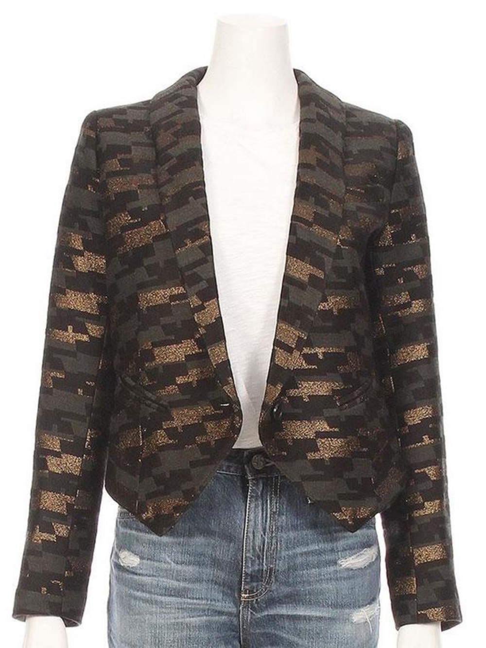 Smythe Black and Gold Patterned Tailored Blazer